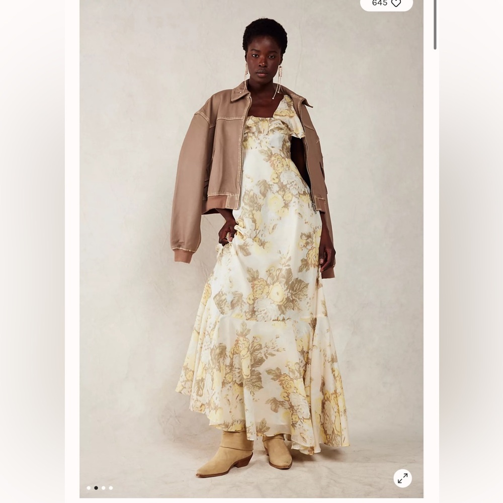 Free People Cream and Yellow Floral Maxi Dress
